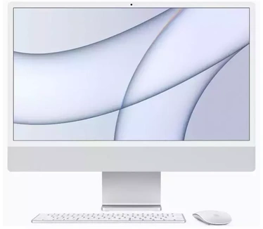 Apple iMac 24" (2021) M1, 7-core GPU, 8GB, 256GB ssd (Qwerty toetsenbord), met Ethernetpoort, Zilver