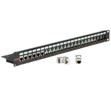 Roline Cat. 6 19"-Keystone Patch Panel STP, black