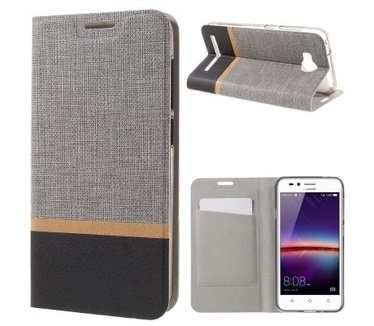 qMust Huawei Y3 II Wallet Case - TPU frame - Striped Grey