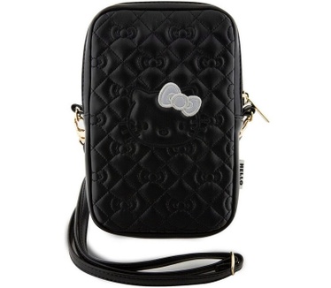Hello Kitty Quilted Heuptas met Riem (Scherm tot 7 Inch) - Zwart Zwart