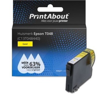 PrintAbout Huismerk Epson T0484 (C13T048440) Inktcartridge Geel