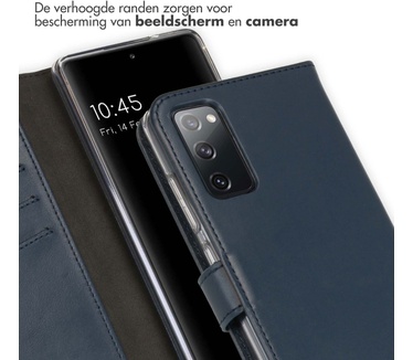 Selencia Echt Lederen Bookcase Samsung Galaxy S20 FE - Blauw