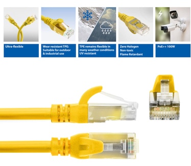 ACT Gele 5 meter TPE U/UTP CAT6A ultra-flex patchkabel snagless met RJ45 connectoren