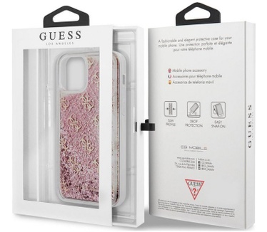 Guess 4G Liquid Glitter Case - iPhone 12 Mini (5.4") - Roze  Roze