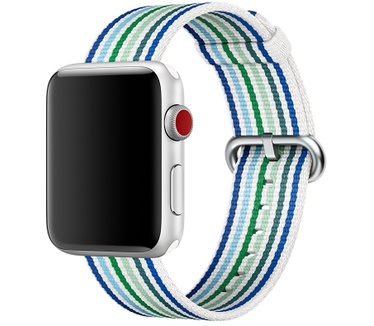 Apple Bandje van geweven nylon - Blauw gestreept (42mm)