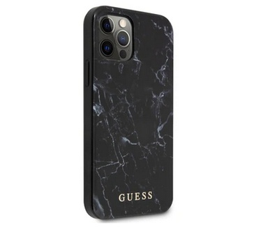 Guess Marble Hard Case - Apple iPhone 12 Pro Max (6.7") Zwart