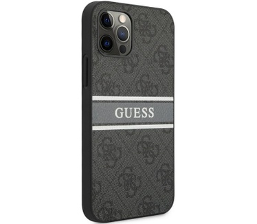 Guess 4G Printed Stripe Back Case iPhone 12/12 Pro (6.1'') Grijs Grijs