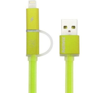 Remax Aurora USB naar Micro USB en Lightning Kabel - Groen (1m)