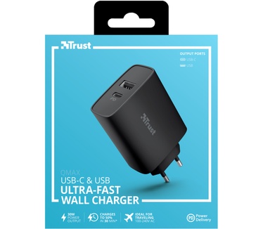 Trust Qmax 30W Ultra-Fast USB-C & USB Wall Charger with PD