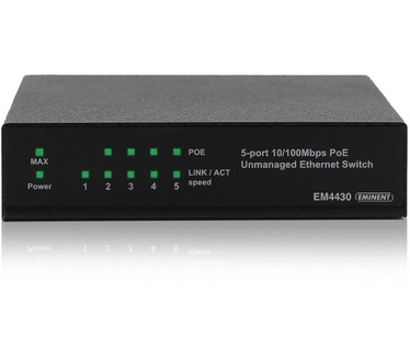 Eminent EM4430 5-Poorts 10/100Mbps PoE Switch, 4 PoE poorten