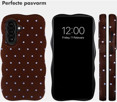 Selencia Vivid Wavy Backcover met MagSafe voor de Samsung Galaxy A37 (5G) - Happy Dots Chocolate
