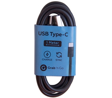 Grab 'n Go USB-C naar USB-A kabel 1m - Zwart