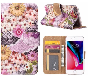 Slangen en Bloemen print lederen Bookcase hoesje voor de Apple iPhone 6 / 6S - alle kleuren (Apple iPhone 6 / 6S - alle kleuren) Multi-color