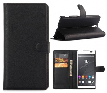 Kees Lederlook Portemonnee Hoesje Sony Xperia C5 Ultra - Zwart