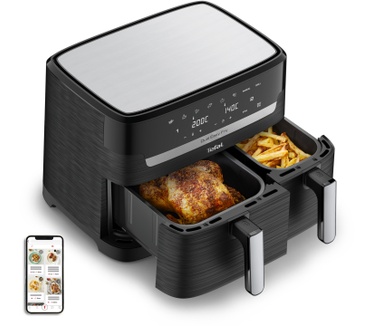 Tefal EY9018 Easy Fry Dual EY9018 XXL heteluchtfriteuse met dubbele lades zwart