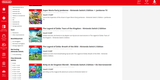 eShop Nintendo switch 2