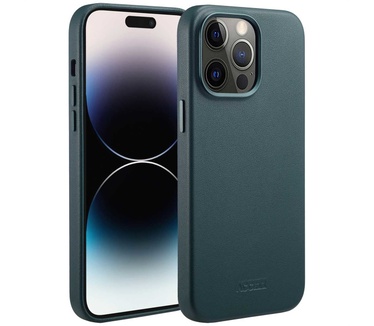 Accezz MagSafe Leather Backcover iPhone 14 Pro Max - Donkergroen