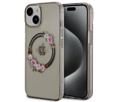 Guess Glossy Ring Back Case - Apple iPhone 15 (6.1") - Zwart Zwart