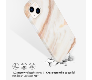 Selencia Aurora Fashion Backcover iPhone 14 Plus - Duurzaam hoesje - 100% gerecycled - Wit Marmer
