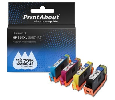 PrintAbout Huismerk HP 364XL (N9J74AE) Inktcartridge 4-kleuren Voordeelbundel Hoge capaciteit
