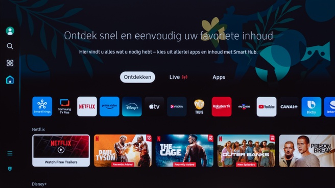 Samsung Odyssey OLED G8 (G80SD) - Tizen-hoofdmenu
