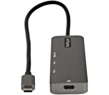 Startech.com USB C Multiport Adapter - USB-C naar HDMI 2.0b 4K 60Hz (HDR10), 100W Power Delivery Pass-Through, 4-Port USB 3.0 Hub - USB Type-C Mini Dock - 30cm Vaste Kabel