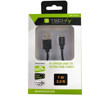 Techly High Speed USB Cable to Micro USB Reversible Connectors Black 1m ICOC MUSB-A-010S Zwart