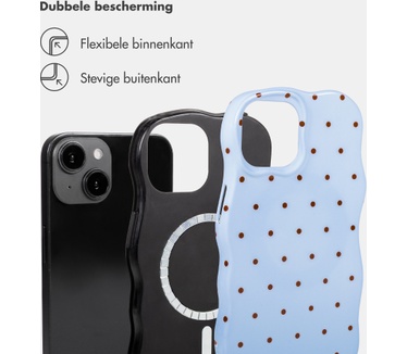 Selencia Vivid Wavy Backcover met MagSafe voor de Apple iPhone 14 / 13 - Happy Dots Digital Sky