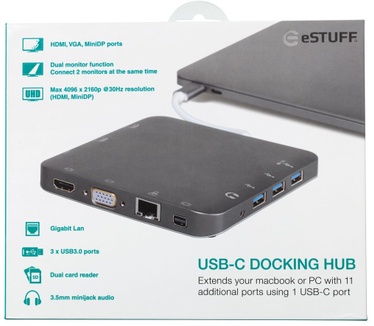 eStuff USB-C Docking Hub Grey