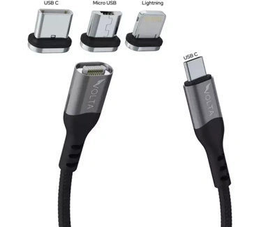 VOLTA Spark +3 Tips, 2 meter, 100W Zilver, Zwart