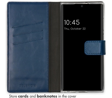 Selencia Echt Lederen Bookcase Samsung Galaxy S22 Ultra - Blauw