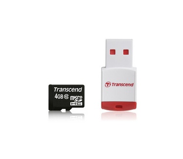 Transcend 4 GB microSDHC Class 10 with P3 Card Reader