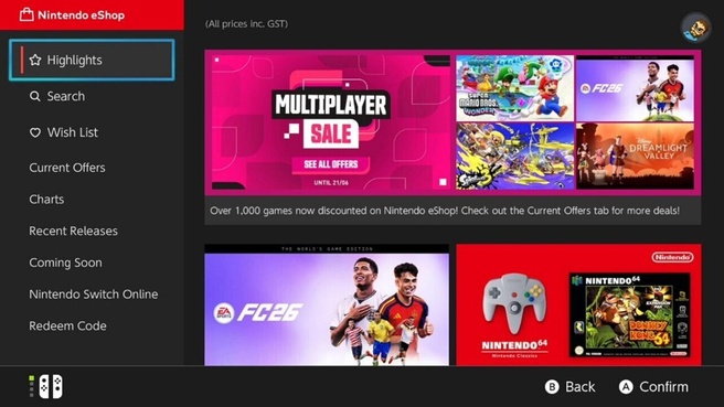 De Nintendo eShop in dark mode. Bron: Vooks