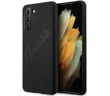 Guess Silicone Vintage Back Cover Samsung Galaxy S21 Plus - Zwart Zwart
