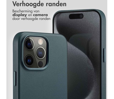 Accezz MagSafe Leather Backcover iPhone 15 Pro Max - Donkergroen