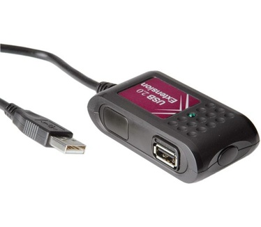 Roline USB Extension Cable 2-ports,5m Zwart