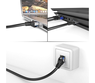KabelDirekt - Cat6 Ethernet Gigabit Lan Netzwerkkabel - 0,25m - (RJ45, F/UTP geschirmt, Cat5/Cat5e kompatibel, bis zu 1.000 Mbit/s, Patchkabel, geeignet für Switch, Router, Modem, schwarz) - PRO Series