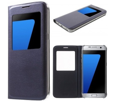 qMust Samsung Galaxy S7 edge Window Leather Case - Dark Blue