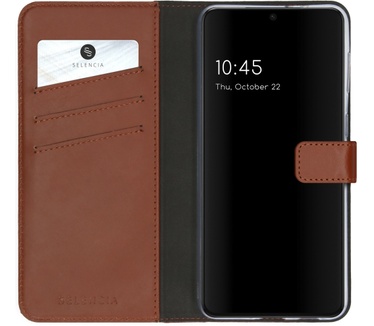 Selencia Echt Lederen Bookcase Samsung Galaxy S21 Plus - Lichtbruin