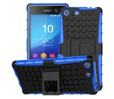 qMust Sony Xperia M5 Rugged Hybrid Case - Dual Protection - Blue