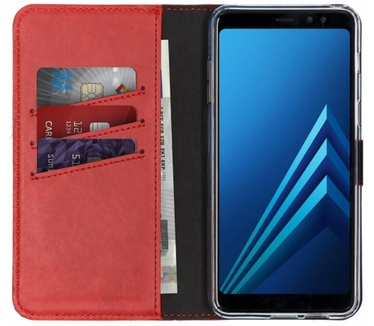 Selencia Echt Lederen Bookcase Samsung Galaxy A8 (2018) - Rood