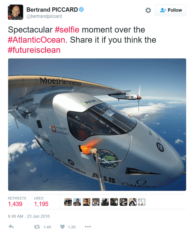 Tweet Piccard Solar Impulse 2 etappe NY-ESP