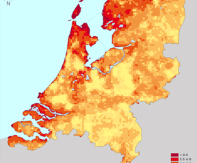 De windsnelheid in meters per seconde
