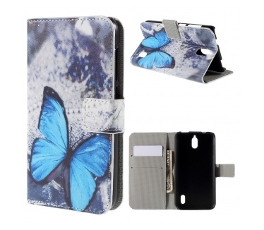 qMust Huawei Y625 Wallet Case - hoesje met stand - Blue Butterfly