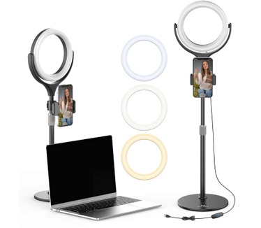 Vijim K6 Desktop Bi-Color Ringlamp met statief en telefoonhouder
