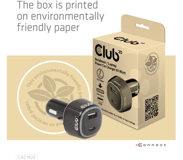 Club 3D Notebook / Laptop Power Car Charger 63 Watt