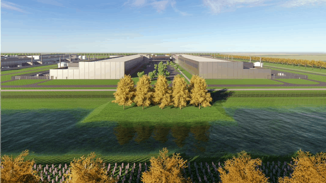 Artist impression Meta-datacenter Zeewolde