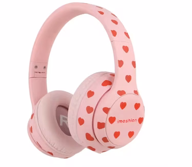 Imoshion Draadloze Kinderkoptelefoon, LED Light Hartjes Rood, Roze