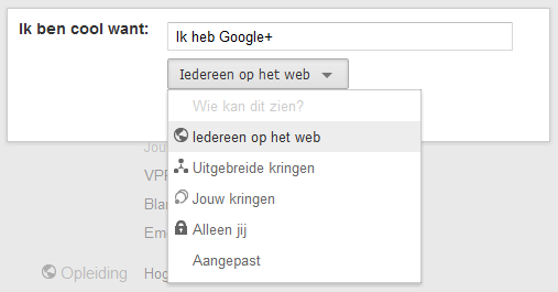 Google+ Ik ben cool want Google+ Ik ben cool want
