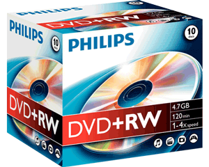 Philips  DVD+ RW Jewel case 10-pak
